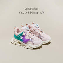 迪士尼女童运动鞋2023春秋季新款渐变色女孩网面透气旋纽扣