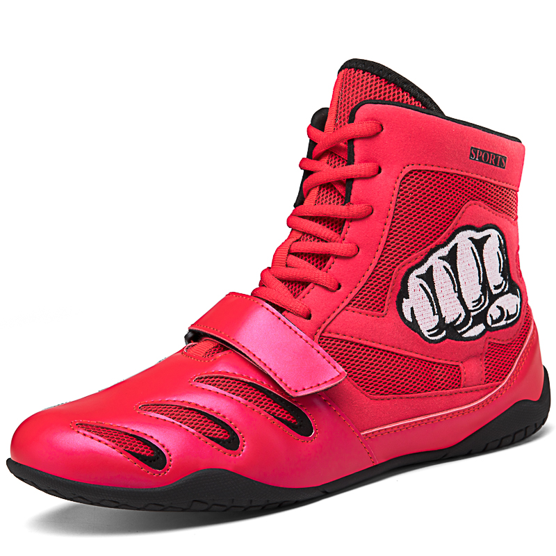 酷飞QJ993跨境大码鞋拳击鞋刺绣摔跤训练鞋搏击鞋拳击运动鞋