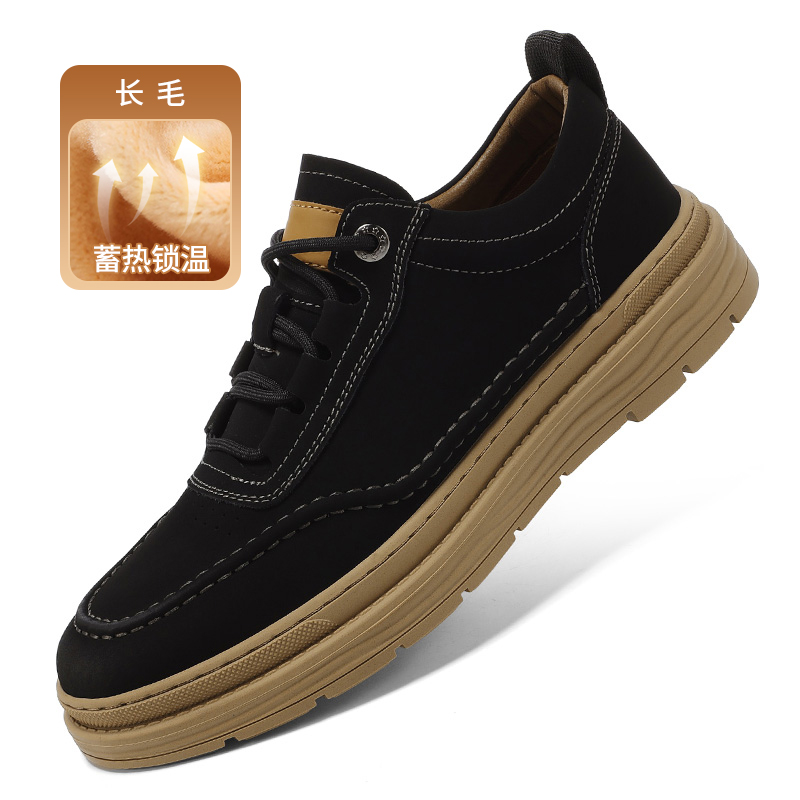 新款板鞋CWW8005二层牛皮板鞋增高4公分加棉尺码38-4
