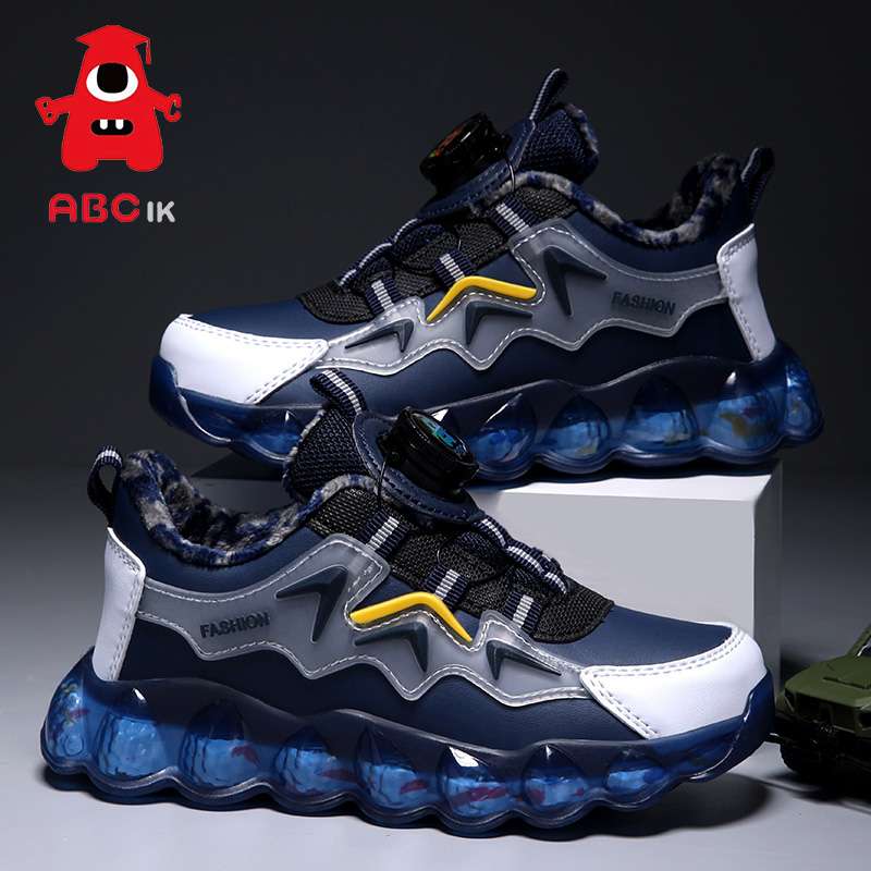 ABCik加絨保暖棉鞋旋轉(zhuǎn)扣跑步運動鞋28-40