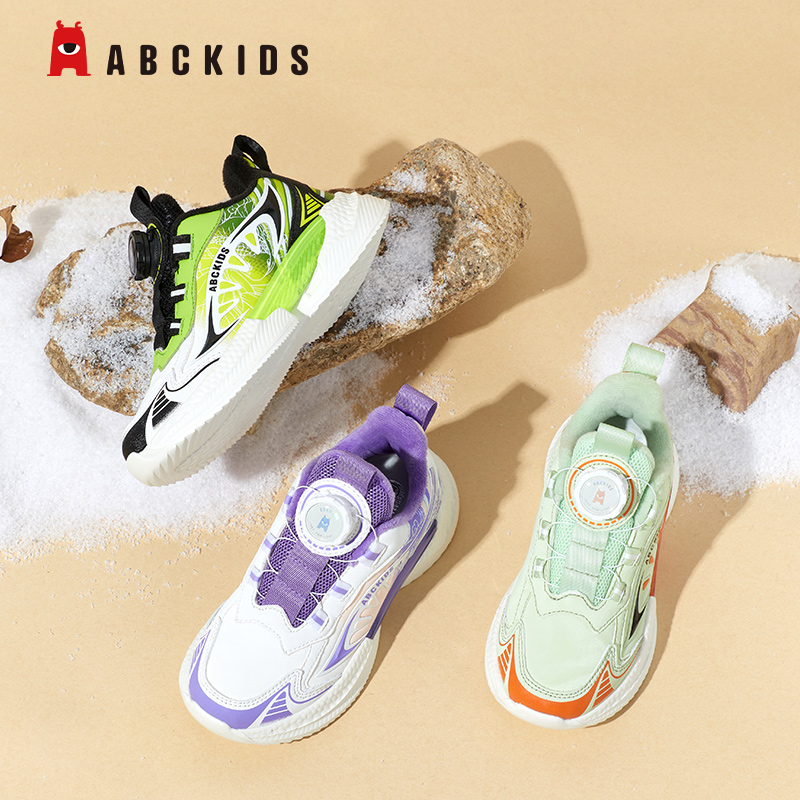 abckids2023冬季新款加绒米棉鞋男童女童二棉运动鞋