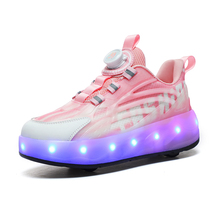 酷飞S882旋转纽扣四滑轮鞋暴走鞋夜光款30-40码 