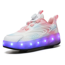 酷飞S883LED小四滑轮鞋暴走鞋30-40 