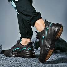 男款秋季皮面运动鞋男旋转纽扣免系鞋带青少年大码跑步潮鞋