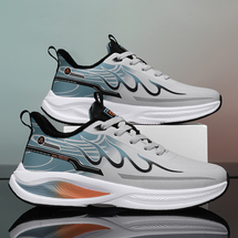 运动男鞋2023冬季新款加绒爆米花减震超轻皮面软底初高中生跑