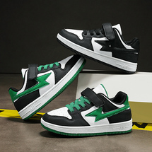 悦足138 秋季新款皮面二棉闪电板鞋 跨境外贸 28-39