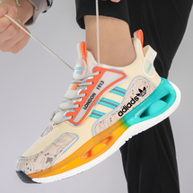 瑟跑男鞋皮面高品质爆米花运动跑步鞋