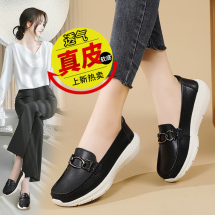 豪踏鞋业【女鞋】新款真皮优质牛皮防滑软底休闲皮鞋(长期有货)