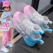 女童鞋运动2024新款夏季儿童单网鞋中大童透气网面老爹鞋纽扣