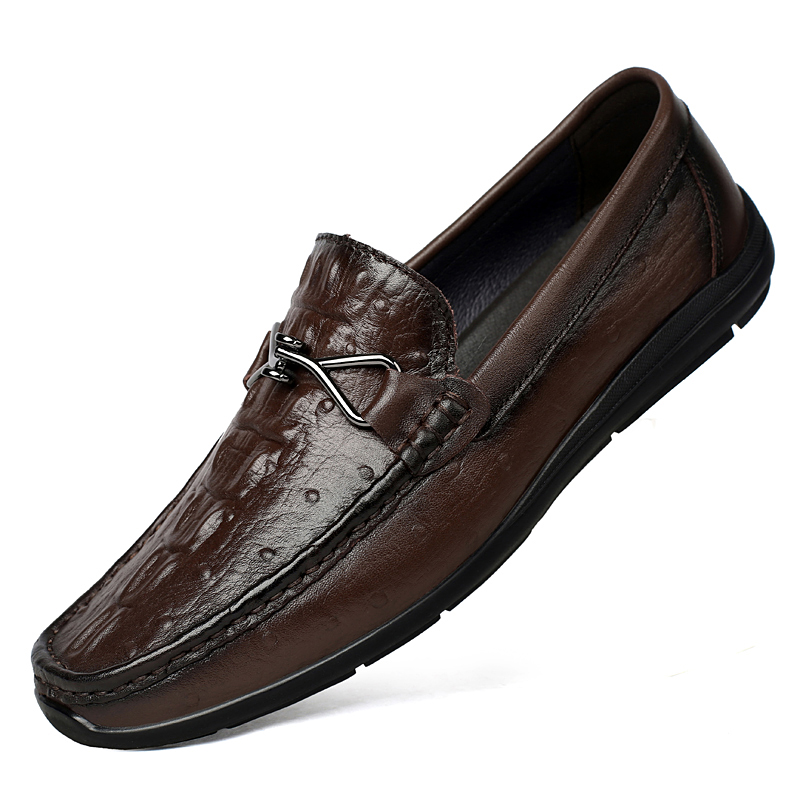 XH6696 鸵鸟纹. 37-46码豆豆鞋.黑色 ,棕色  