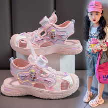 女童包头凉鞋2024夏季新款卡通时尚旋钮儿童沙滩鞋软底防滑女