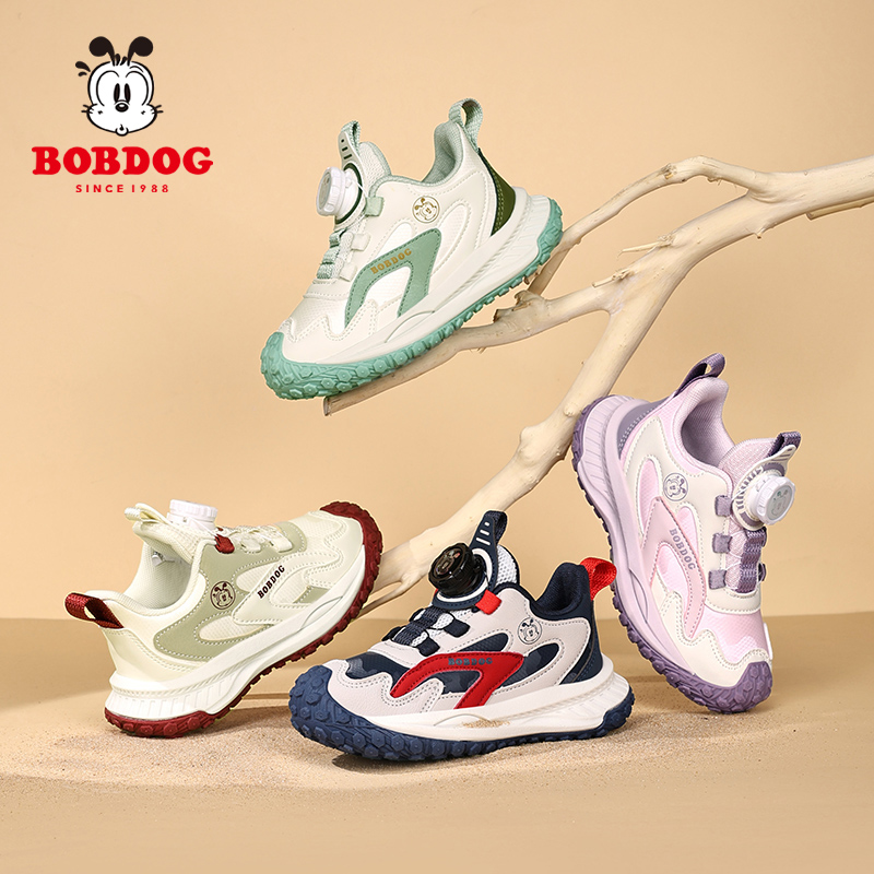 巴布豆S378  秋季新款皮面男女童运动鞋28-38