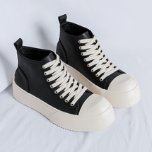 秋季休閑大頭米奇翹頭潮流百搭板鞋厚底舒適經(jīng)典款高幫系帶休閑鞋