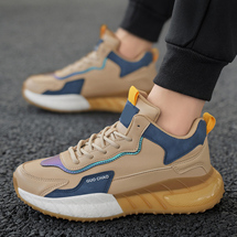 瑟跑公版贴标超纤皮面中邦爆米花底男鞋运动跑步鞋