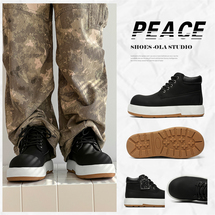 冬季可愛(ài)小眾休閑靴子黑色米奇大頭馬丁靴男款