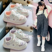 女童休闲小白鞋2025夏季新款韩版中大童厚底增高儿童时尚运动