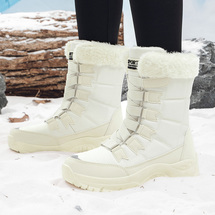 女款棉鞋皮面高帮雪地靴  |  一件代发