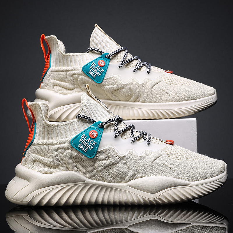 风帆鞋业 跨境爆款百搭飞织透气运动休闲男鞋跑步鞋39-44