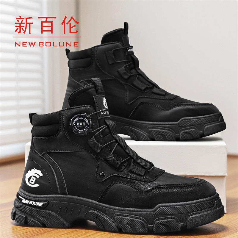 新百伦2025新款马丁靴登山户外工装靴秋冬男厚底增高耐磨鞋子