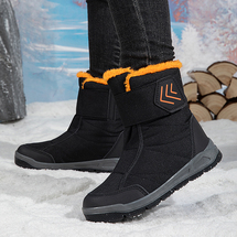 跨境秋冬季高帮中小童男童防滑雪地棉靴加绒加厚女童短靴