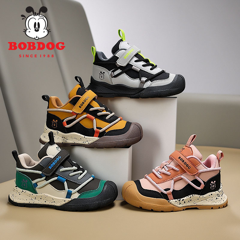 巴布豆S598 秋季新款皮面儿童运动鞋28-37