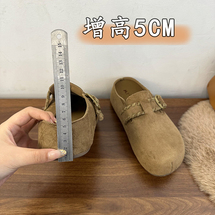 厚底增高包头半拖鞋女外穿2025新款秋季休闲网红超火松糕勃肯