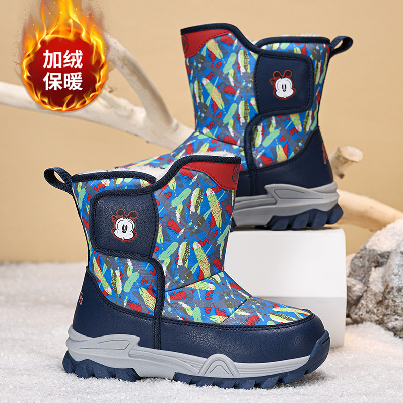 【了然鞋业】冬季保暖加绒雪地靴儿童防水户外运动鞋28-38