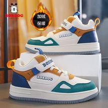 巴布豆K121 秋季新款高帮皮面，二棉儿童运动板鞋27-38