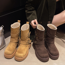 中帮靴可折叠搭扣保暖时尚一脚蹬