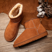 悦足5854 跨境大码反绒皮橡胶底雪地靴36-45