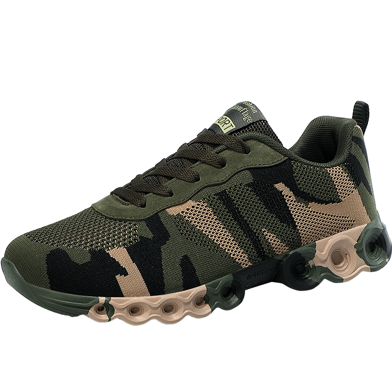 迷彩休闲鞋军训鞋飞织透气防滑登山鞋运动鞋户外轻便35-45码