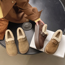 厚底加棉加绒纯色休闲风棉鞋踩屎感舒适