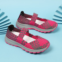 夏季手工编织鞋韩版运动鞋弹力皮筋鞋透气情侣鞋女鞋老北京布鞋