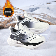 板哥F15冬季新款儿童皮面加绒保暖棉鞋中大童防滑减震旋转纽扣