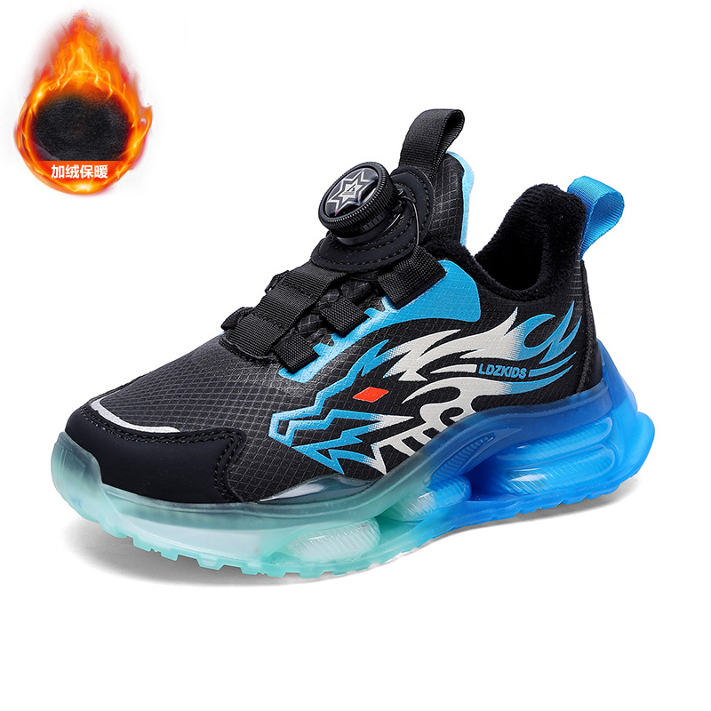 加绒棉鞋儿童运动鞋冬季学生男童鞋子皮面防滑篮球鞋 28-39