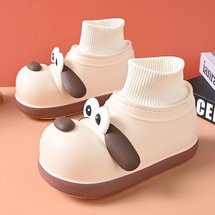 童段到女段2663 雪地靴高跟保暖厚底棉拖鞋靴子