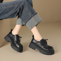 女士厚底皮鞋乐福鞋增高鞋