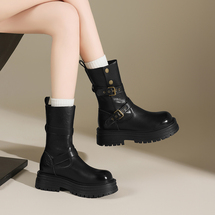 女士厚底靴子秋冬时尚皮靴