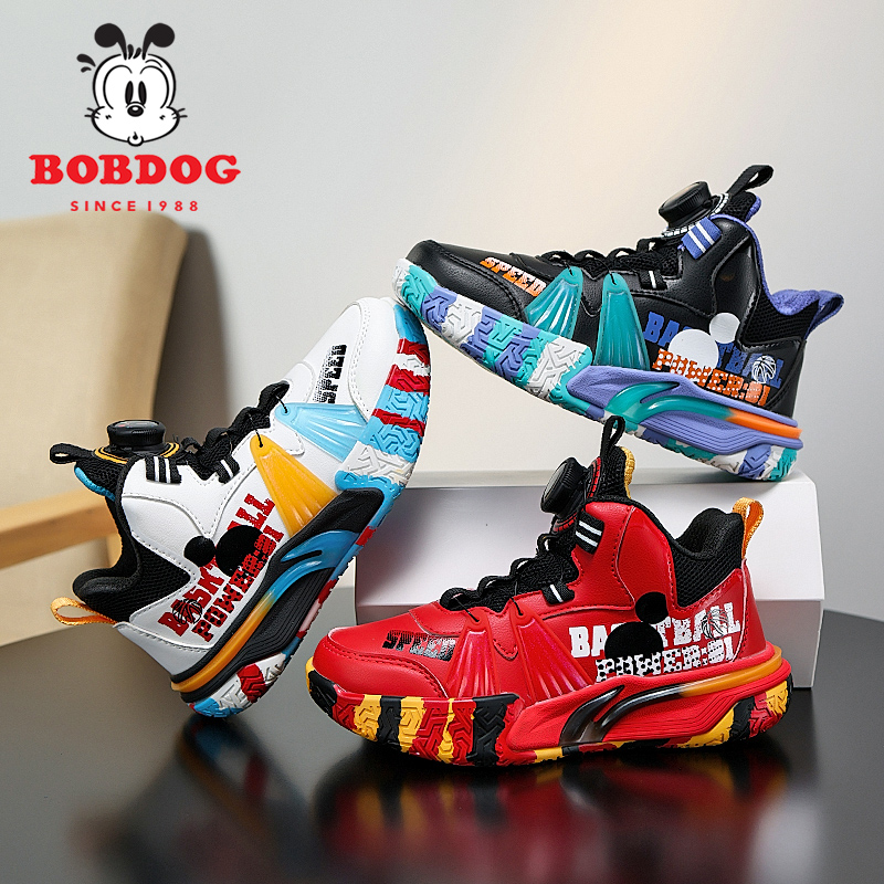 巴布豆K119 秋冬新款皮面男女童运动鞋30-40