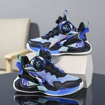 新款男童篮球鞋旋转纽扣耐磨防滑