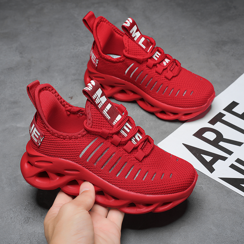 男女童跨境正法码低帮系带飞织EVA麻花底轻便舒适潮流运动鞋