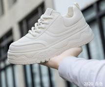 素面真皮厚底时尚休闲减震增高通勤风潮鞋39-44