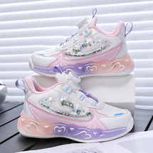 【了然鞋业】新款女童马卡龙发光鞋儿童皮面运动鞋26-35