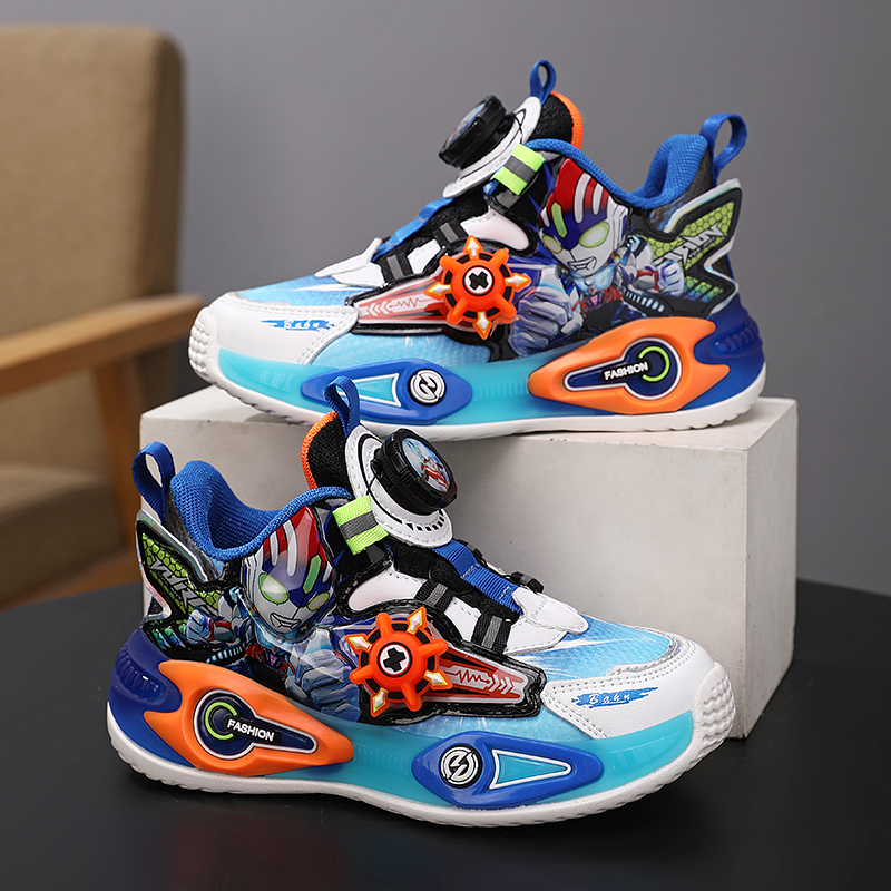 男童风车新款皮面灯鞋奥特曼小童运动鞋