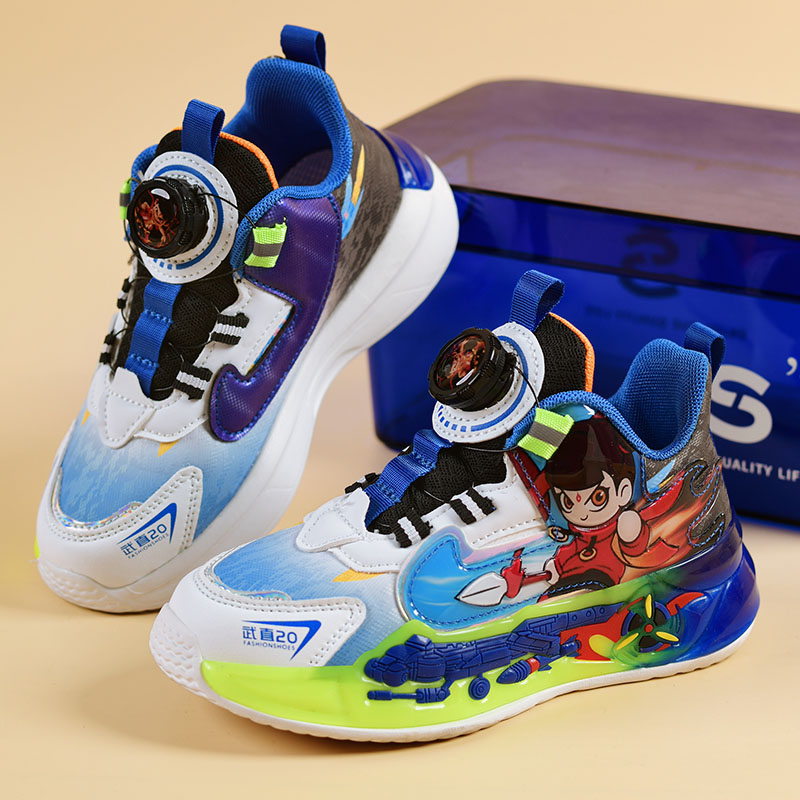男童风车新款皮面灯鞋哪吒小童运动鞋