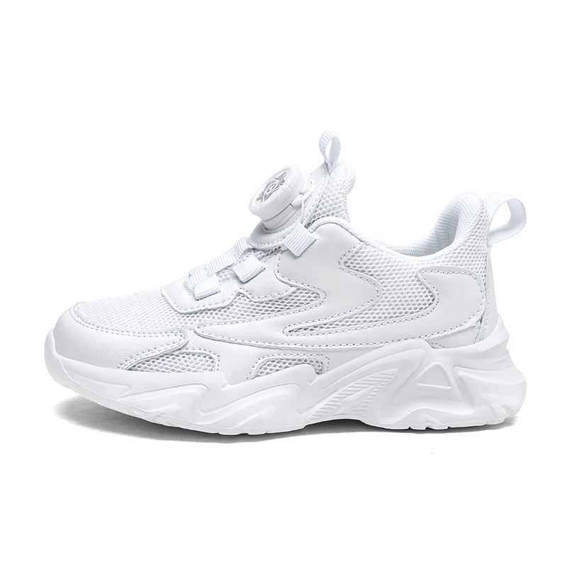 新款旋转扣儿童白色运动鞋男童小白鞋女童鞋子中大童小学生跑步鞋