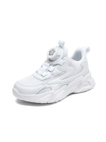 新款旋转扣儿童白色运动鞋男童小白鞋女童鞋子中大童小学生跑步鞋