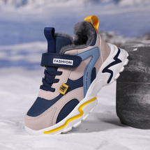 男童冬季棉鞋防水皮面运动鞋