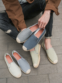 麻底鞋男鞋休闲鞋平底一脚蹬懒人鞋大码跨境外贸帆布鞋