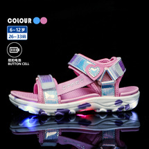 新款女童灯鞋MD外底双色公主鞋